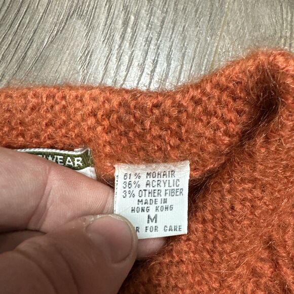 Vintage Forenza Mohair Cardigan Sweater Cable Knit Dome Buttons Womens Medium - Picture 4 of 5